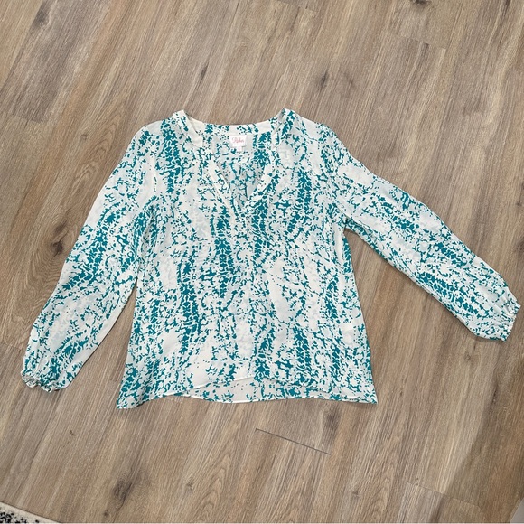 Parker Teal and White Blouse - Picture 3 of 5